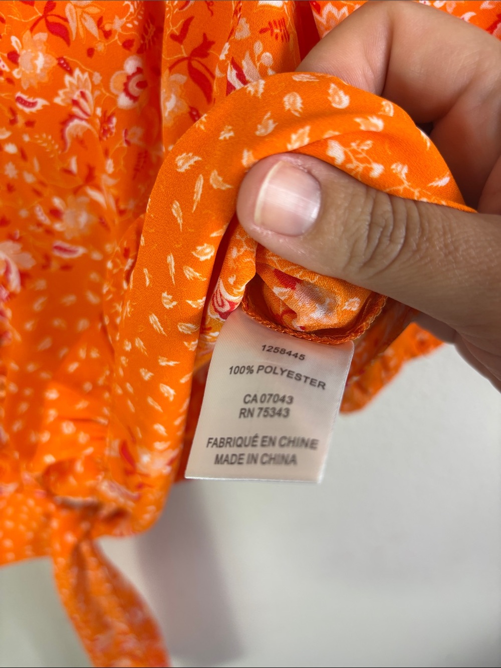 Joie Orange Floral Cropped Top Tie / Button Front size XS - Picture 6 of 9